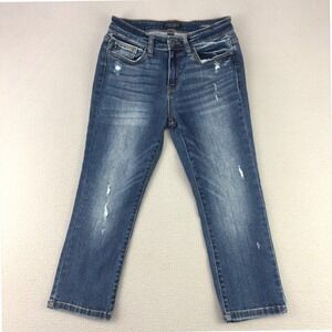 Judy Blue Capri Fit Jeans Women 5/27 Blue Distressed Denim Stretch